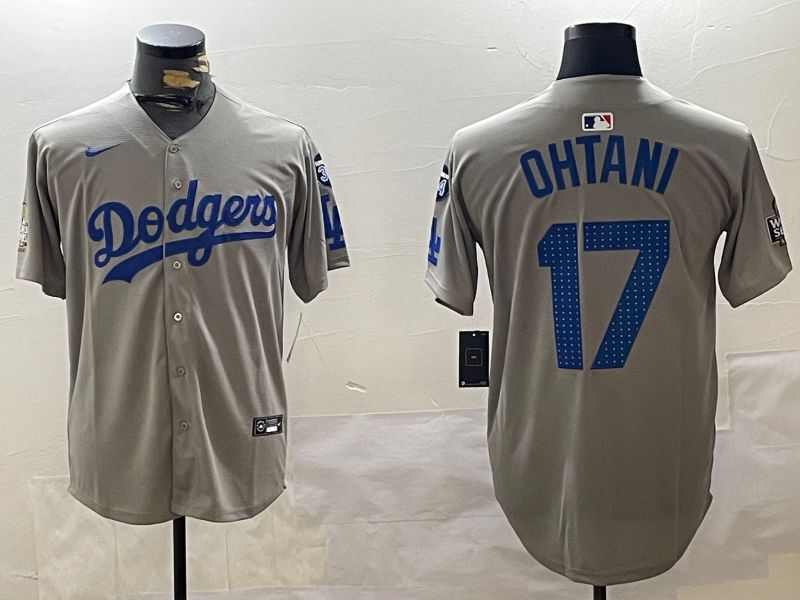 Men Los Angeles Dodgers #17 Ohtani Grey Game 2024 Nike MLB Jersey style 11208